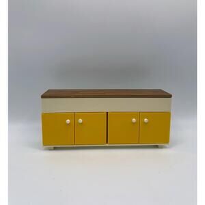 Vintage 1970s TOMY 1:16 Scale Plastic Yellow Cabinet Dollhouse Furniture